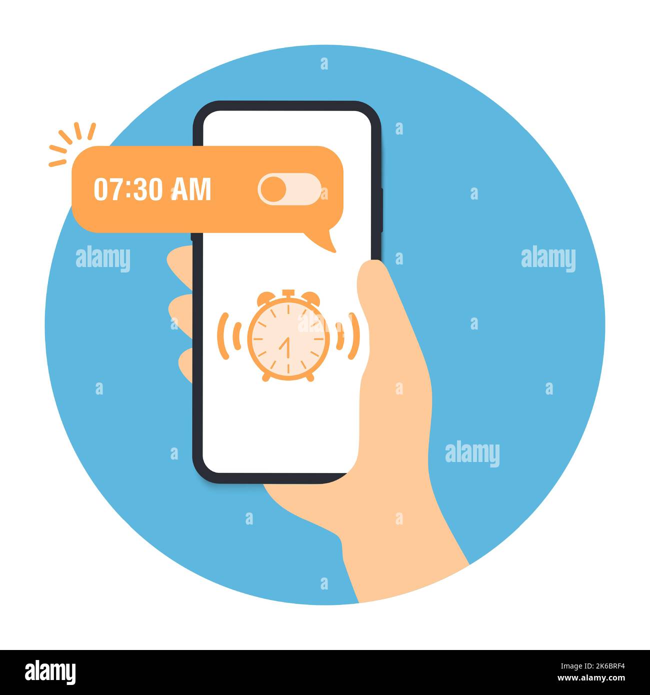 Mobile alarm clock reminder message notice to wake up vector