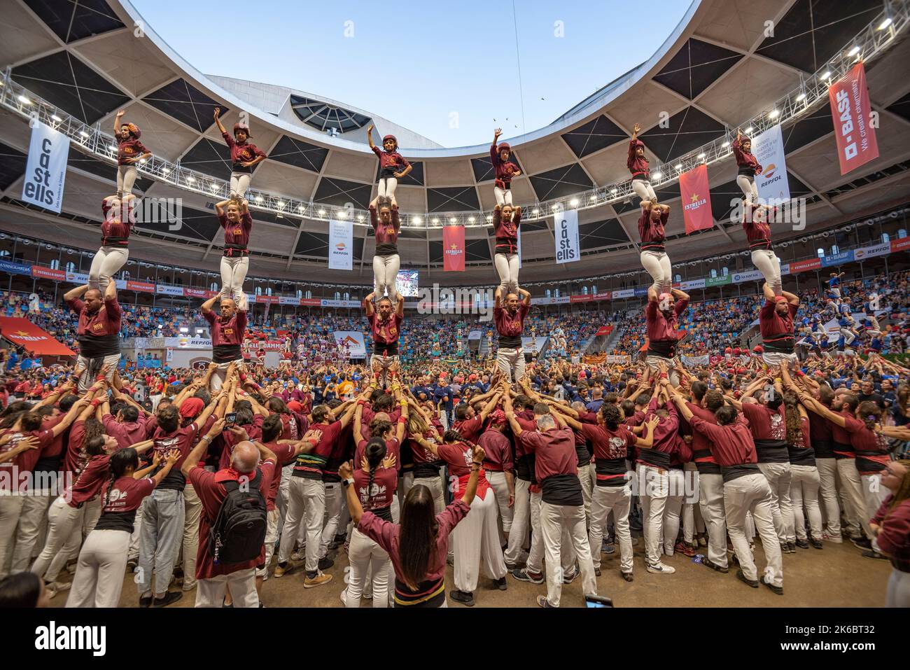 Concurs de Castells de Tarragona 2022 (Tarragona Castells -human towers- contest). Photos of the teams (colles) that participated on saturday Stock Photo