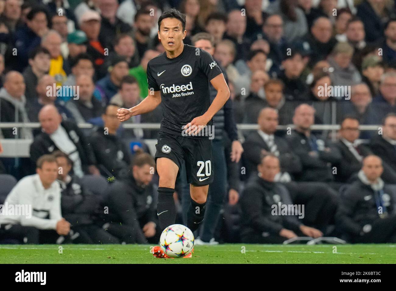 White Hart Lane, UK. 12th Sep, 2022. Makoto Hasebe (20) of Eintracht Frankfurt during the UEFA Champions League match between Tottenham Hotspur and Eintracht Frankfurt at Tottenham Hotspur Stadium, White Hart Lane, England on 12 October 2022. Photo by David Horn. Credit: PRiME Media Images/Alamy Live News Stock Photo