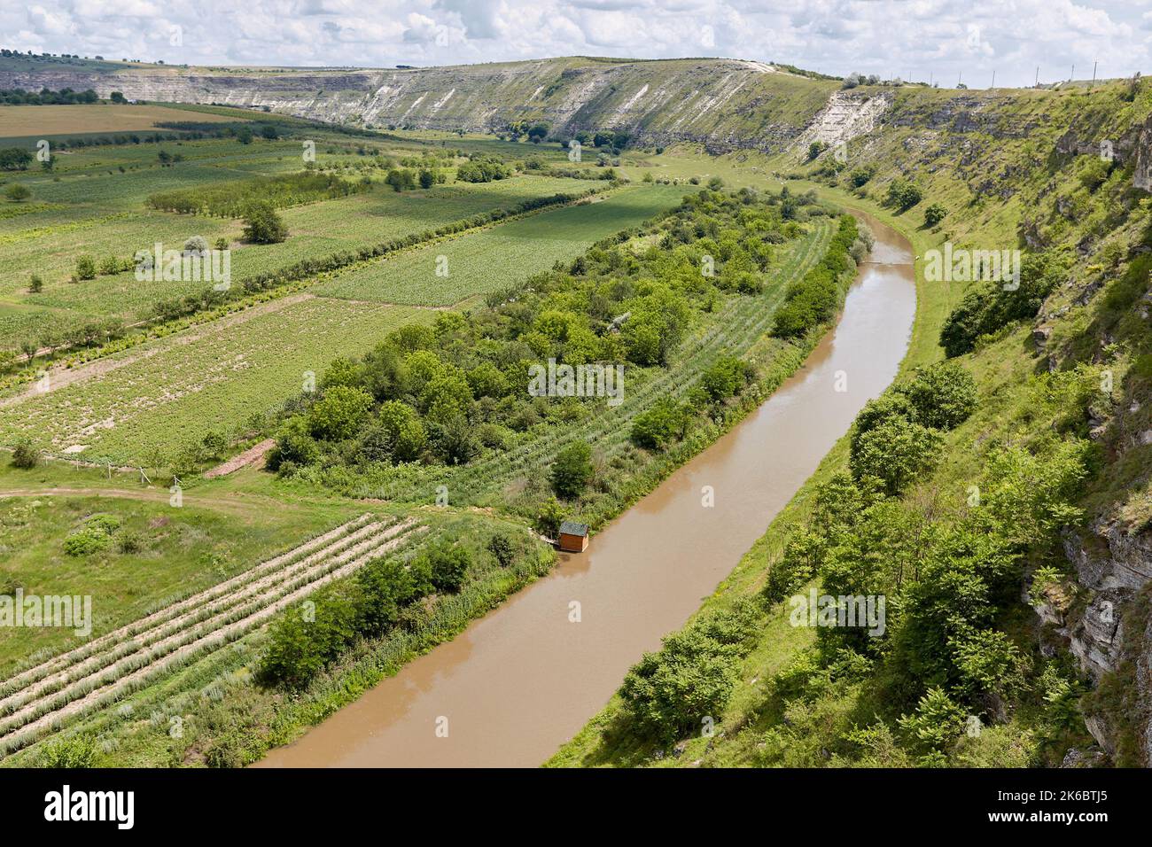 Small house on the river bank surrounded by green vegetation Stock ...
