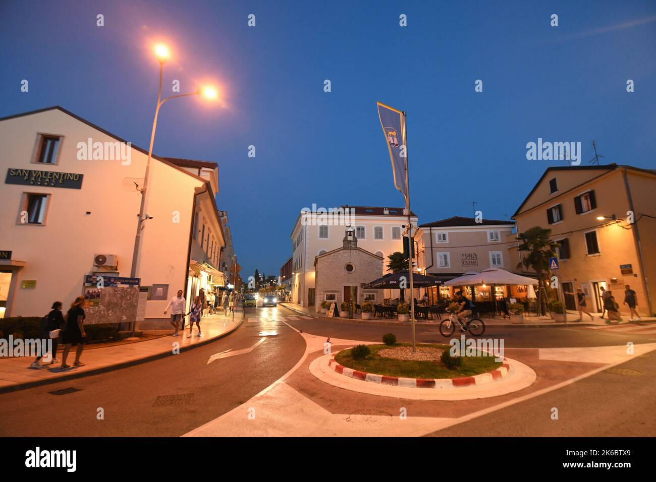 Umag: Streets Trgovacka and Dante Alighieri. Croatia Stock Photo