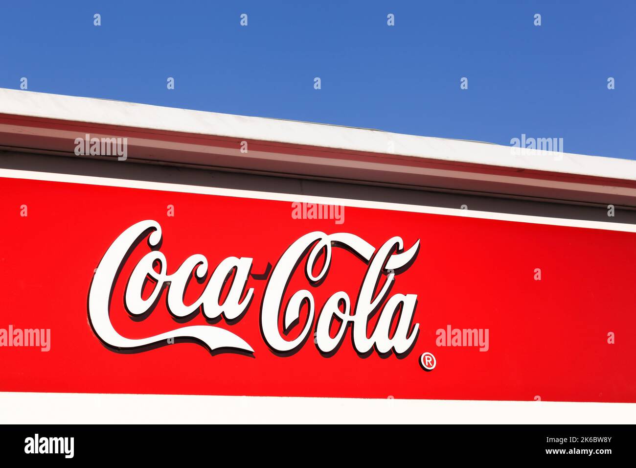 Hou, Denmark - February 15, 2016: Coca-Cola is a carbonated soft drink. It is produced by The Coca-Cola Company of Atlanta, Georgia Stock Photo