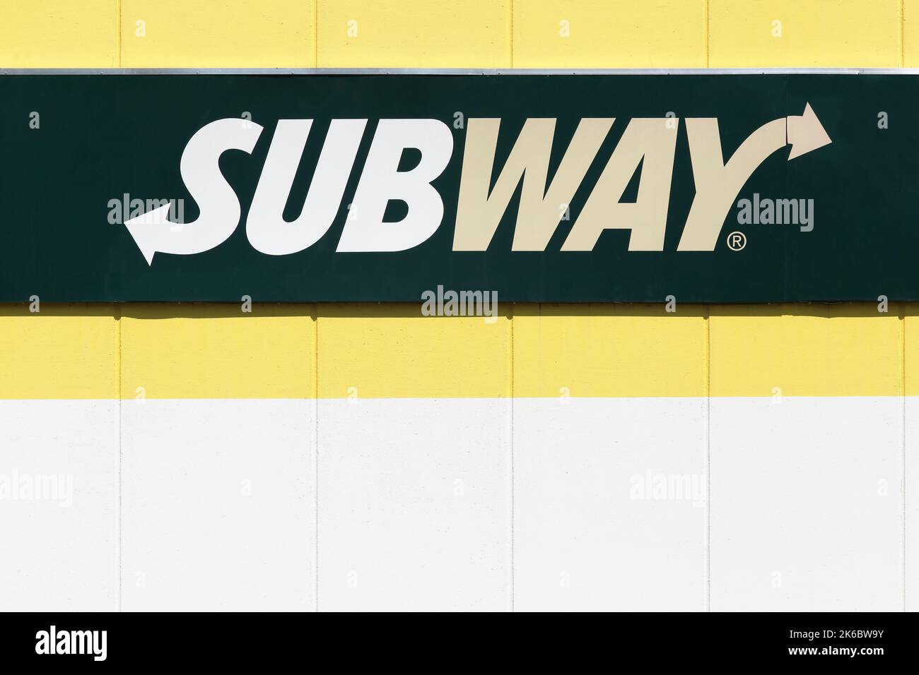 Lozanne, France - July 1, 2016: Subway is an American fast food restaurant franchise that primarily sells submarine sandwiches and salads Stock Photo