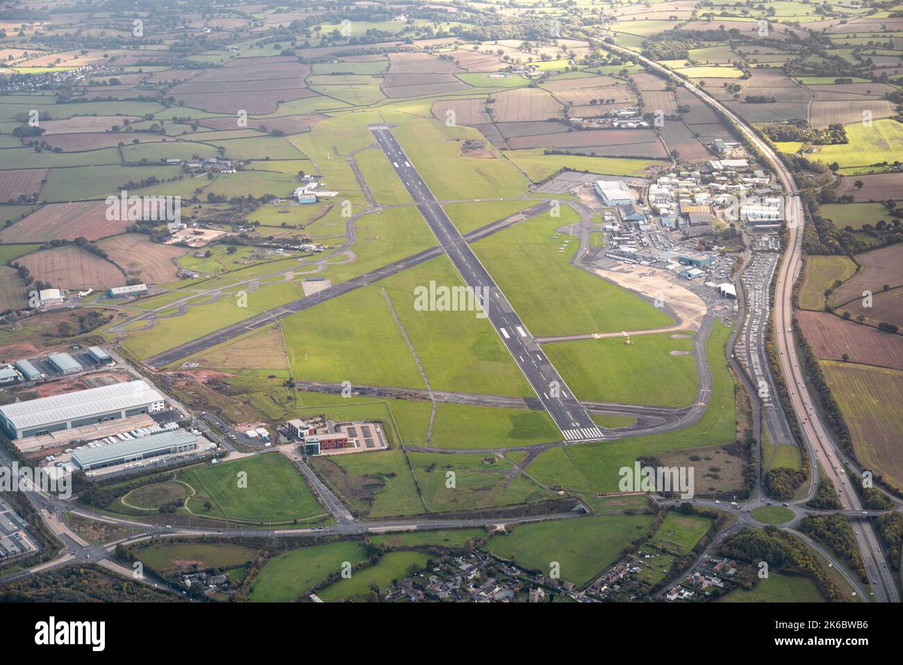 Aerial view of Exeter airport on the dorset and Devon border Stock