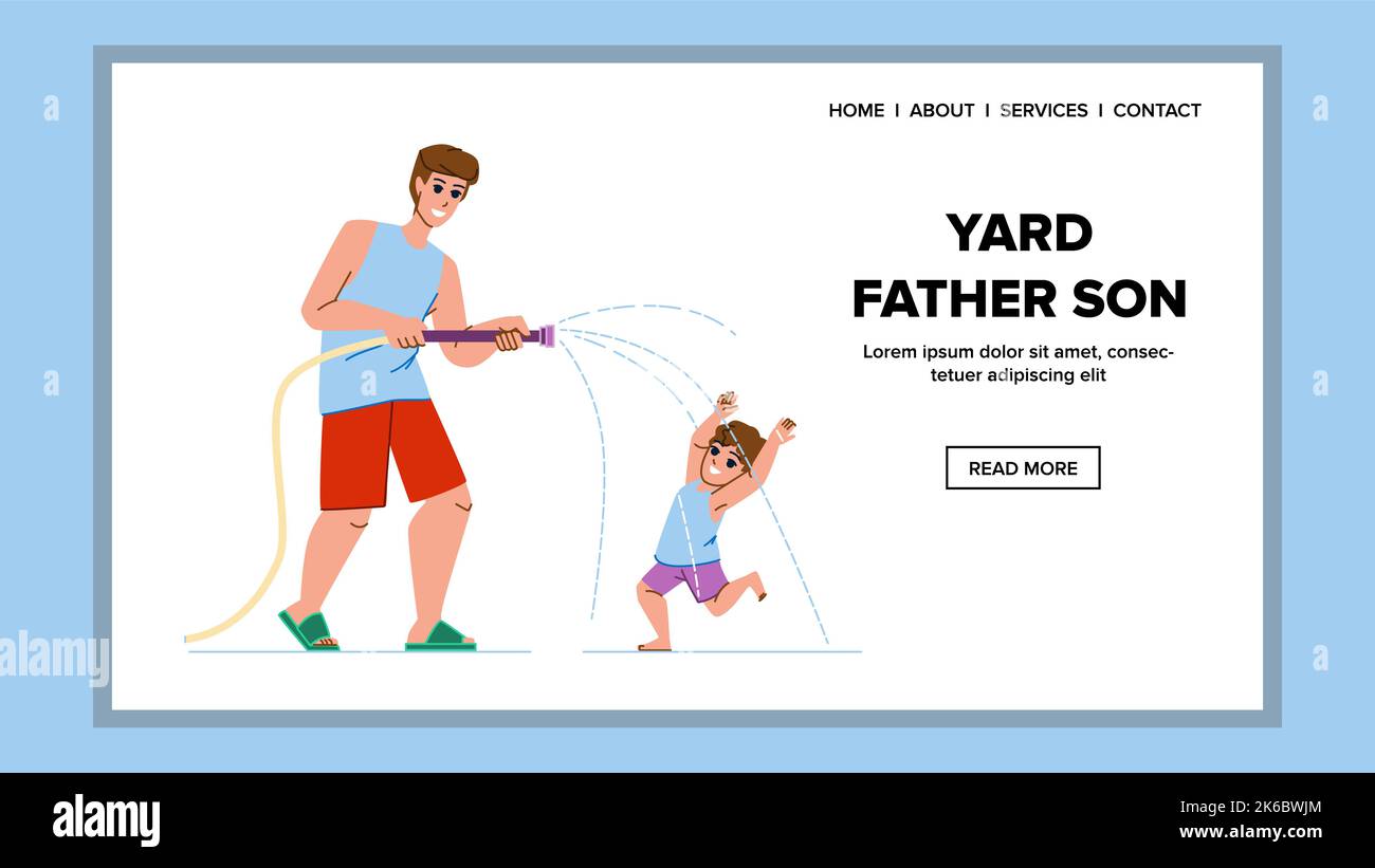 yard father son vector Stock Vector