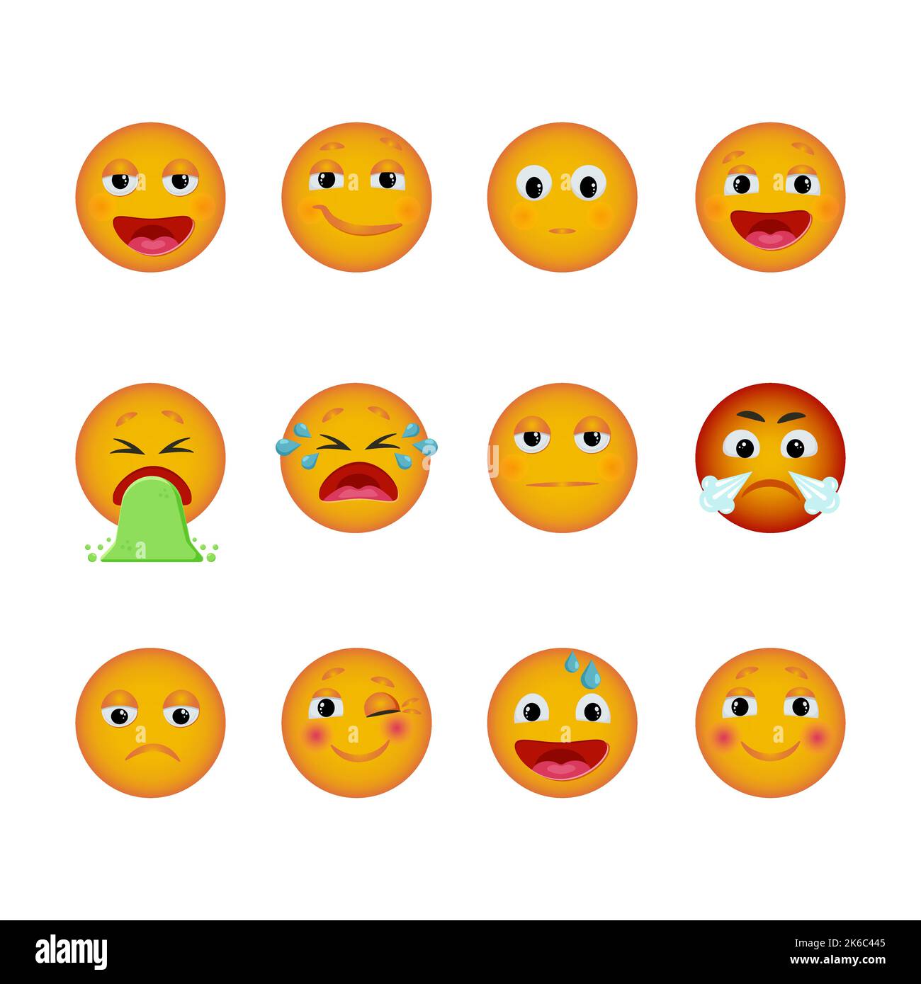 A set of emoji emoticons with various emotions. Vector gradient emoji icons for social networks, Positive and negative emotions. Stock Vector