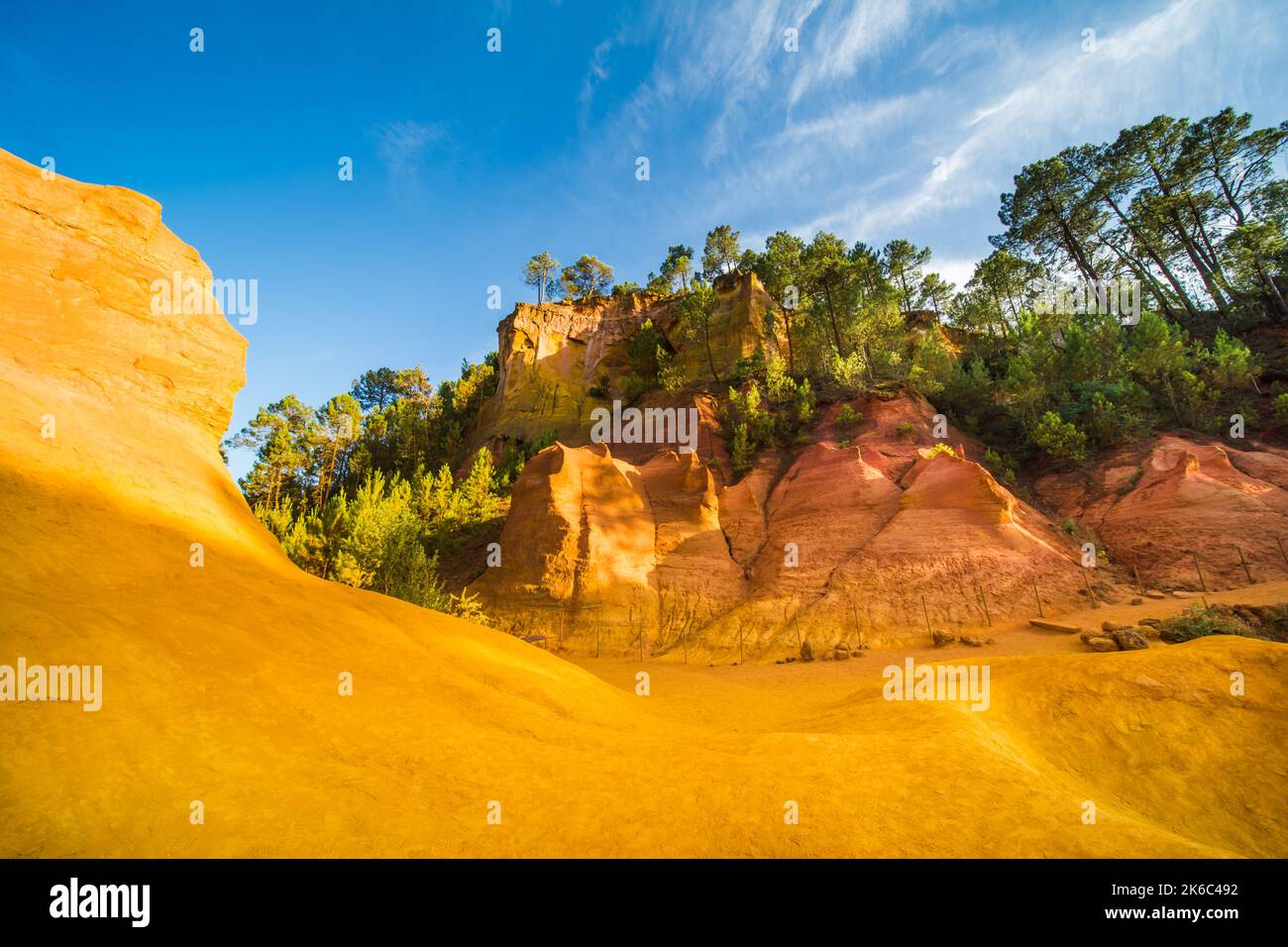 Colourful Ocher Trail in the French Provencal Colorado in Roussillon France Stock Photo