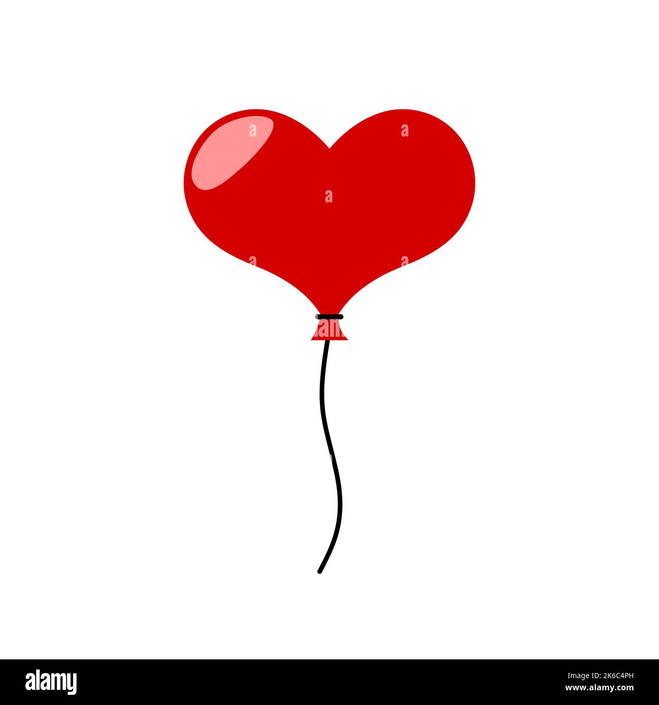 Heart Shaped Red Balloon with Tie Icon. Vector Image Stock Vector Image ...