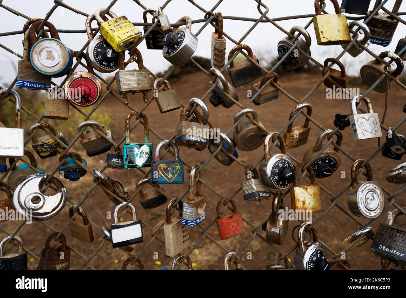 Love locks at the Golden Gate Bridge park, San Francisco, California