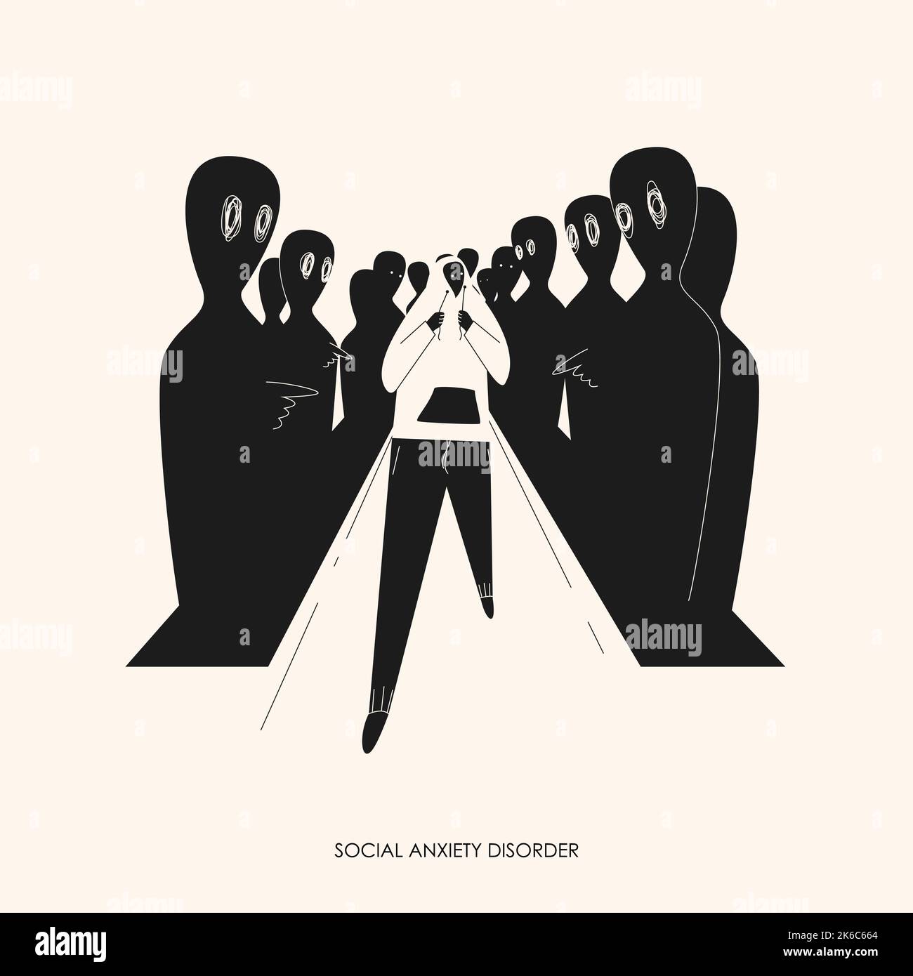 Social anxiety disorder concept art hand drawn vector illustration