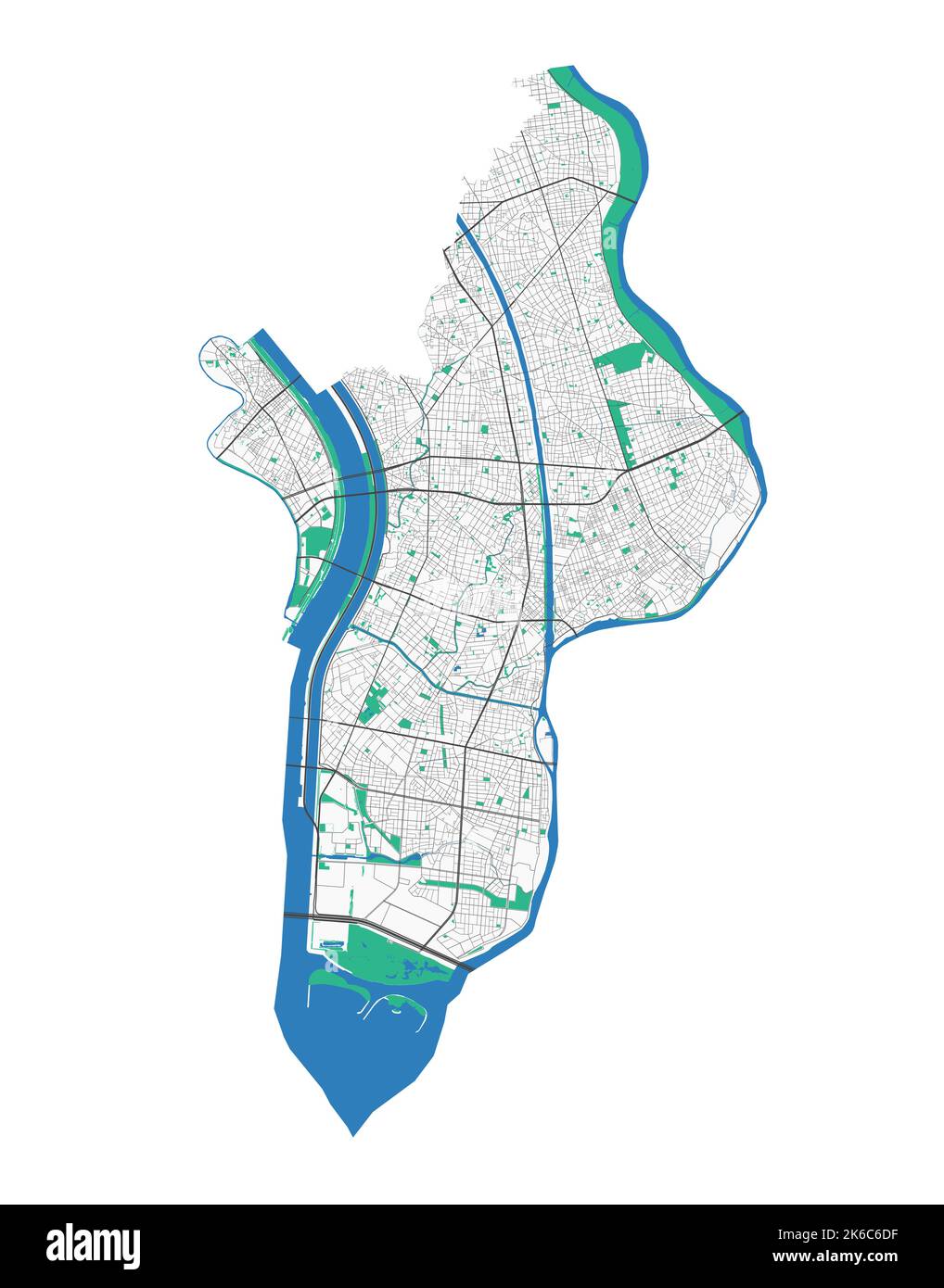 Edogawa map. Detailed map of Edogawa city administrative area. Cityscape panorama. Royalty free vector illustration. Road map with highways, rivers. Stock Vector