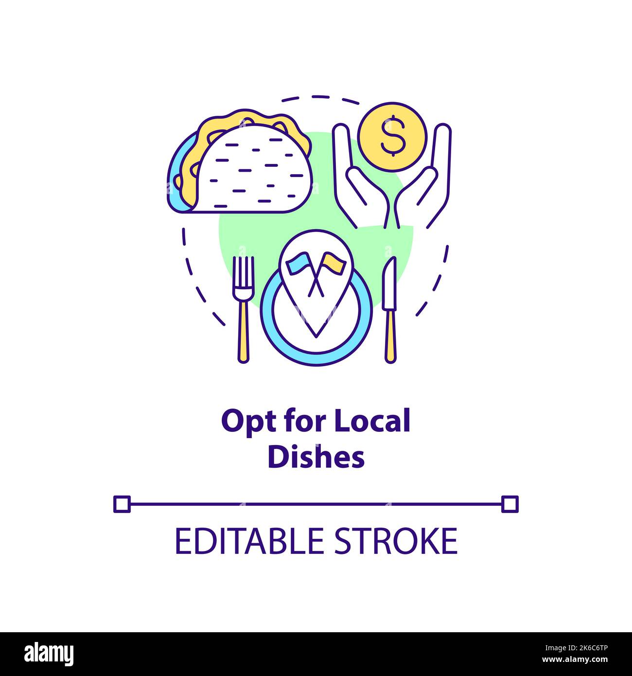 Opt for local dishes concept icon Stock Vector