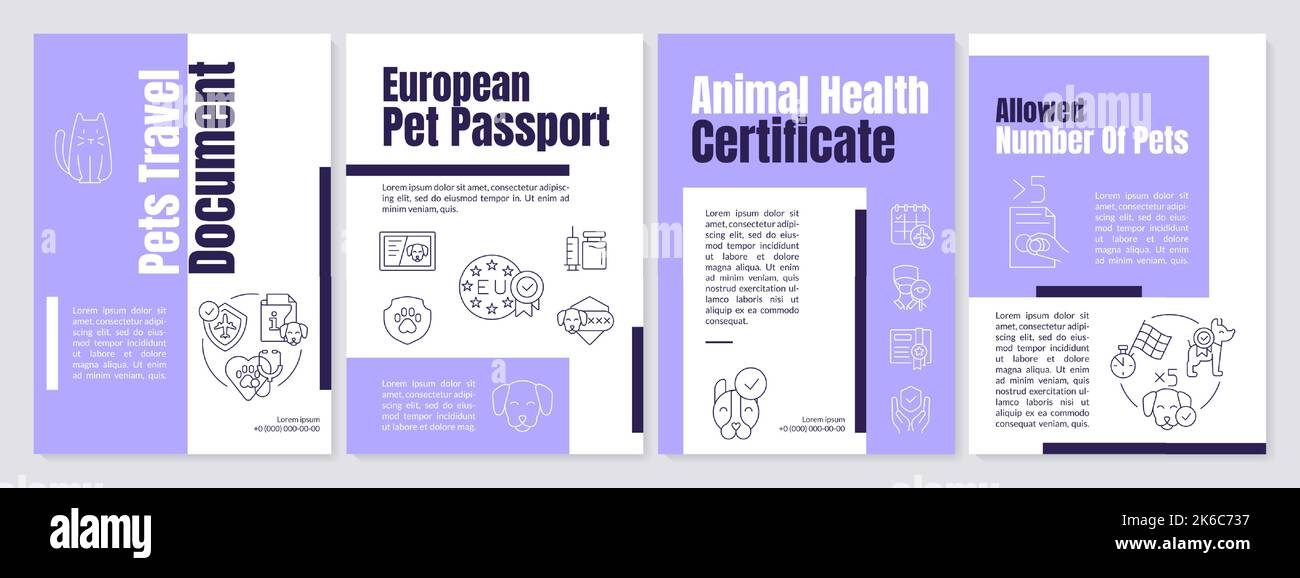 Pets travel document purple brochure template Stock Vector Image & Art Alamy