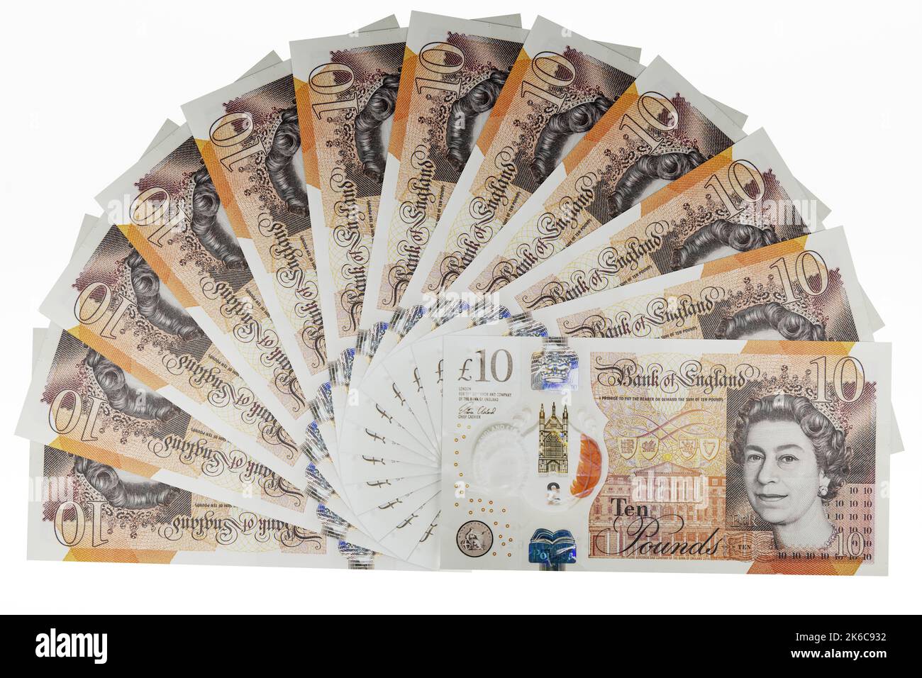 UK money banknotes fan of UK polymer £10 notes ten pound banknotes UK money banknotes fan of UK polymer £10 notes ten pound banknotes