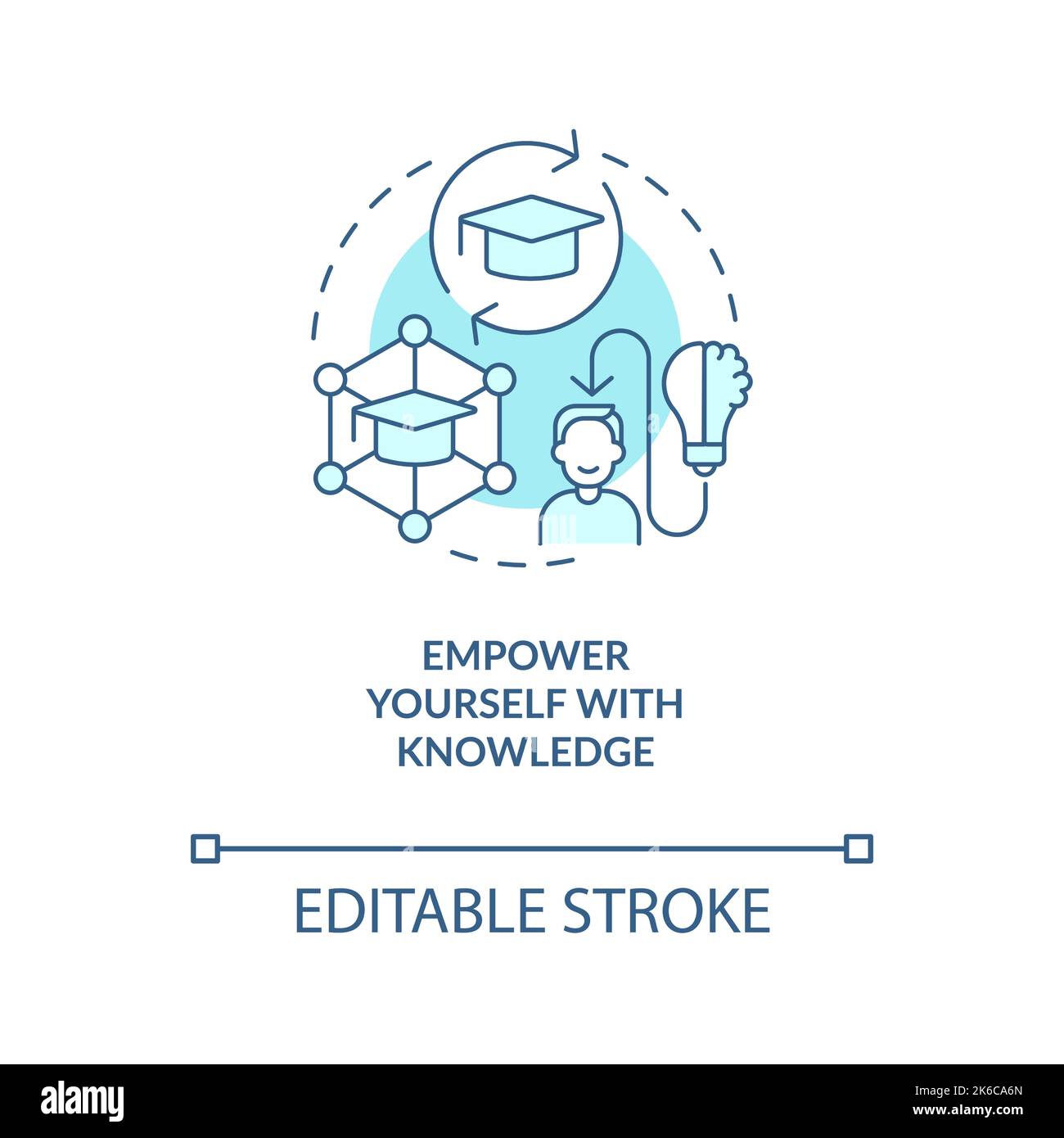 Empower yourself with knowledge turquoise concept icon Stock Vector