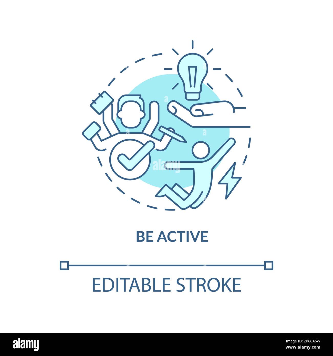 Be active turquoise concept icon Stock Vector