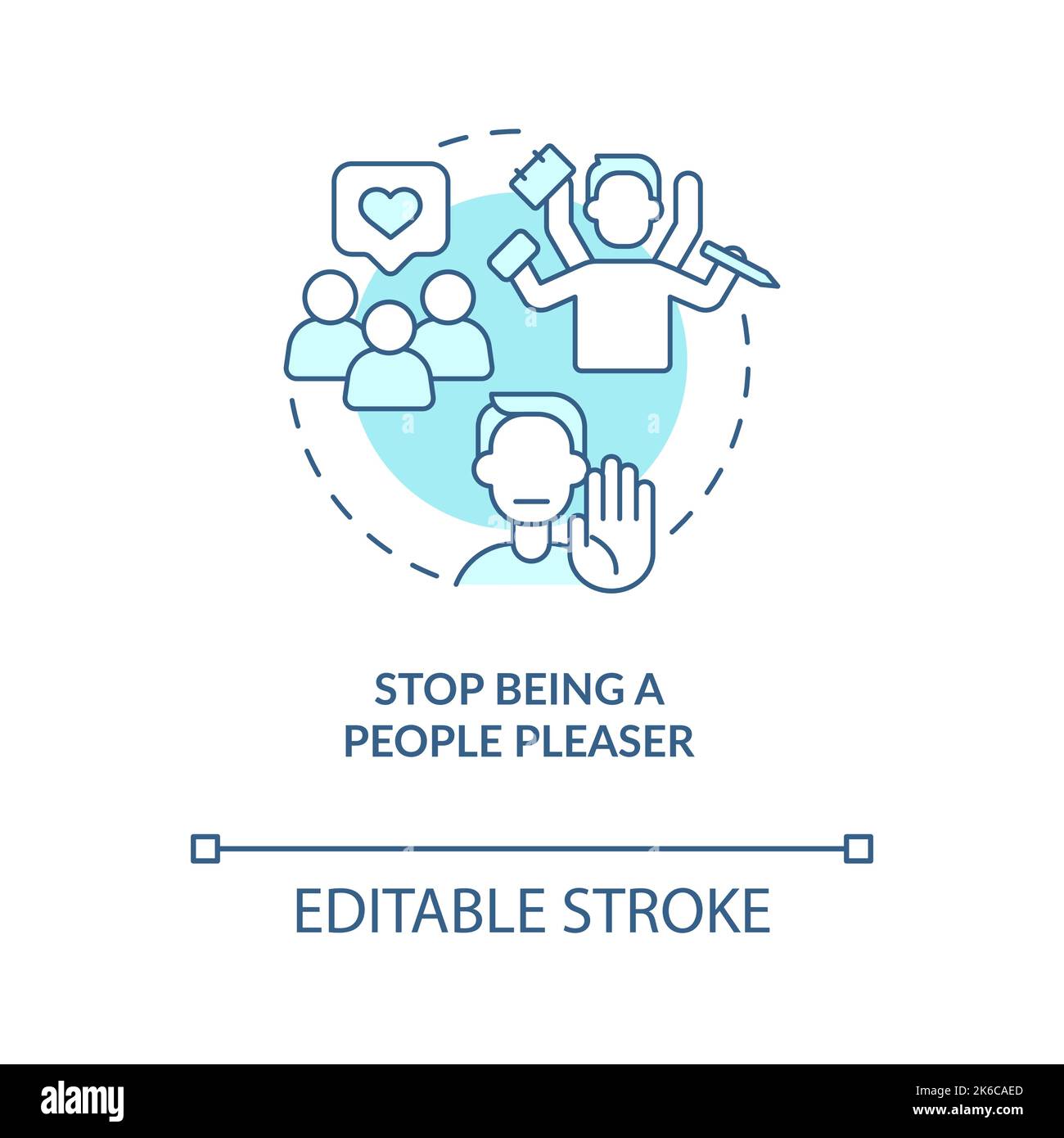Stop being people pleaser turquoise concept icon Stock Vector