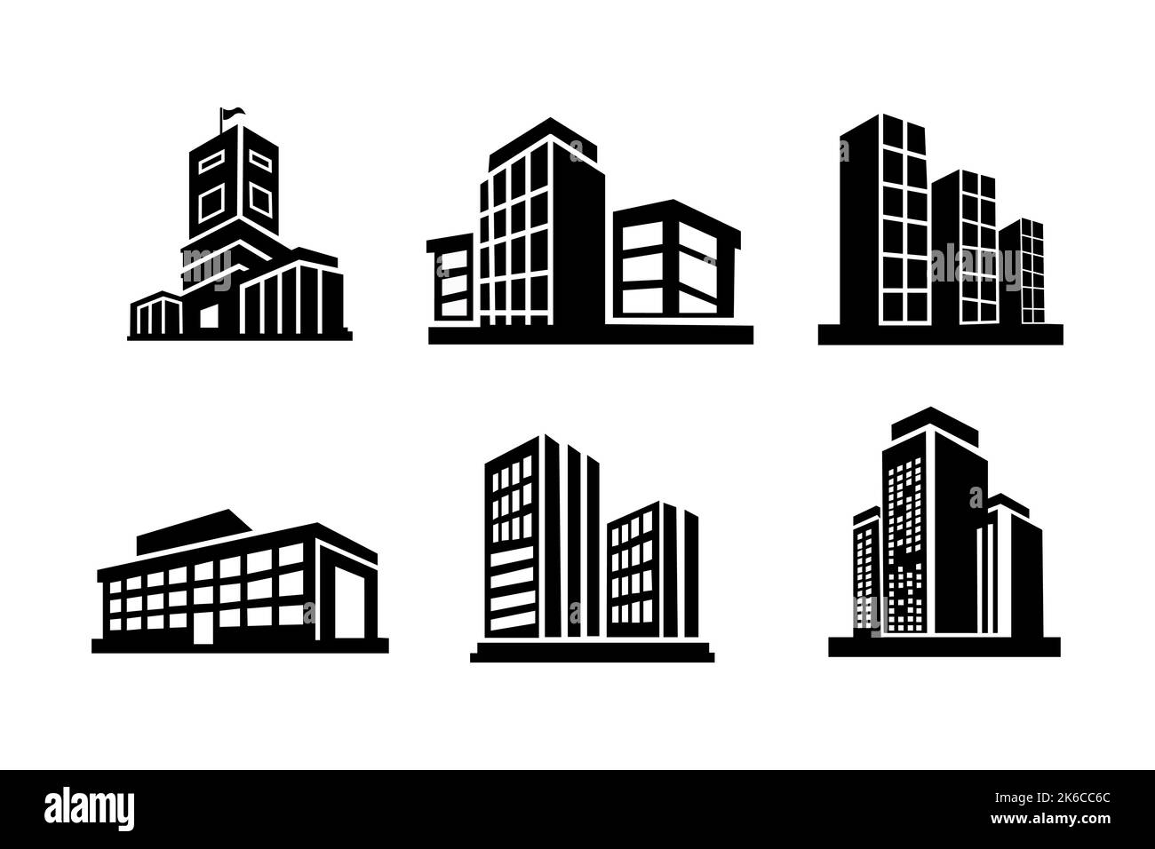 Building Icon Set. Vector illustration of a modern house and apartment ...