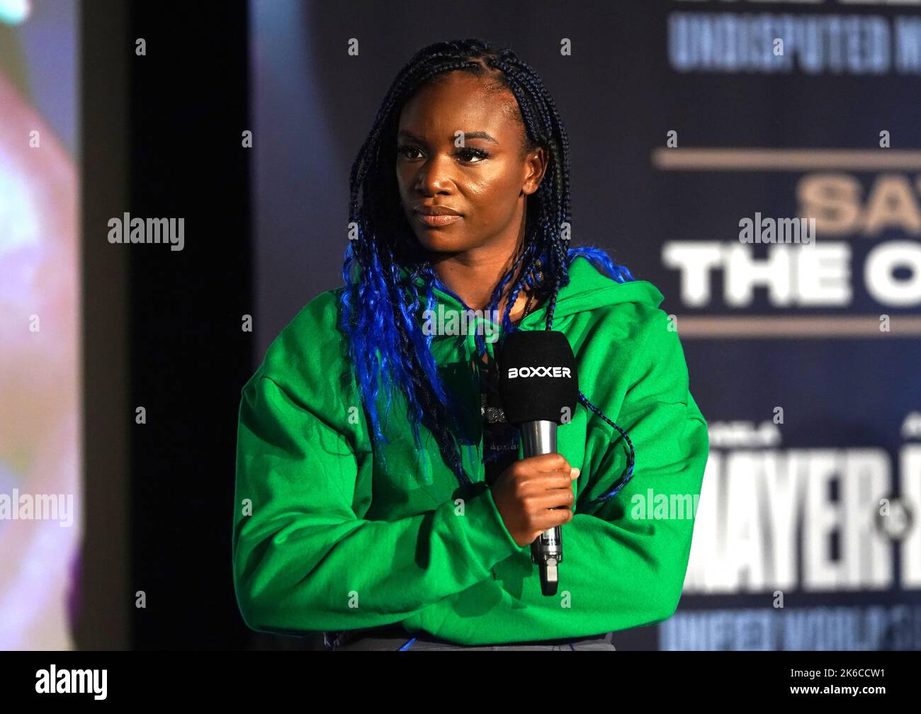 Claressa Shields during a press conference at the Genesis Cinema, London. Picture date: Thursday October 13, 2022. Stock Photo