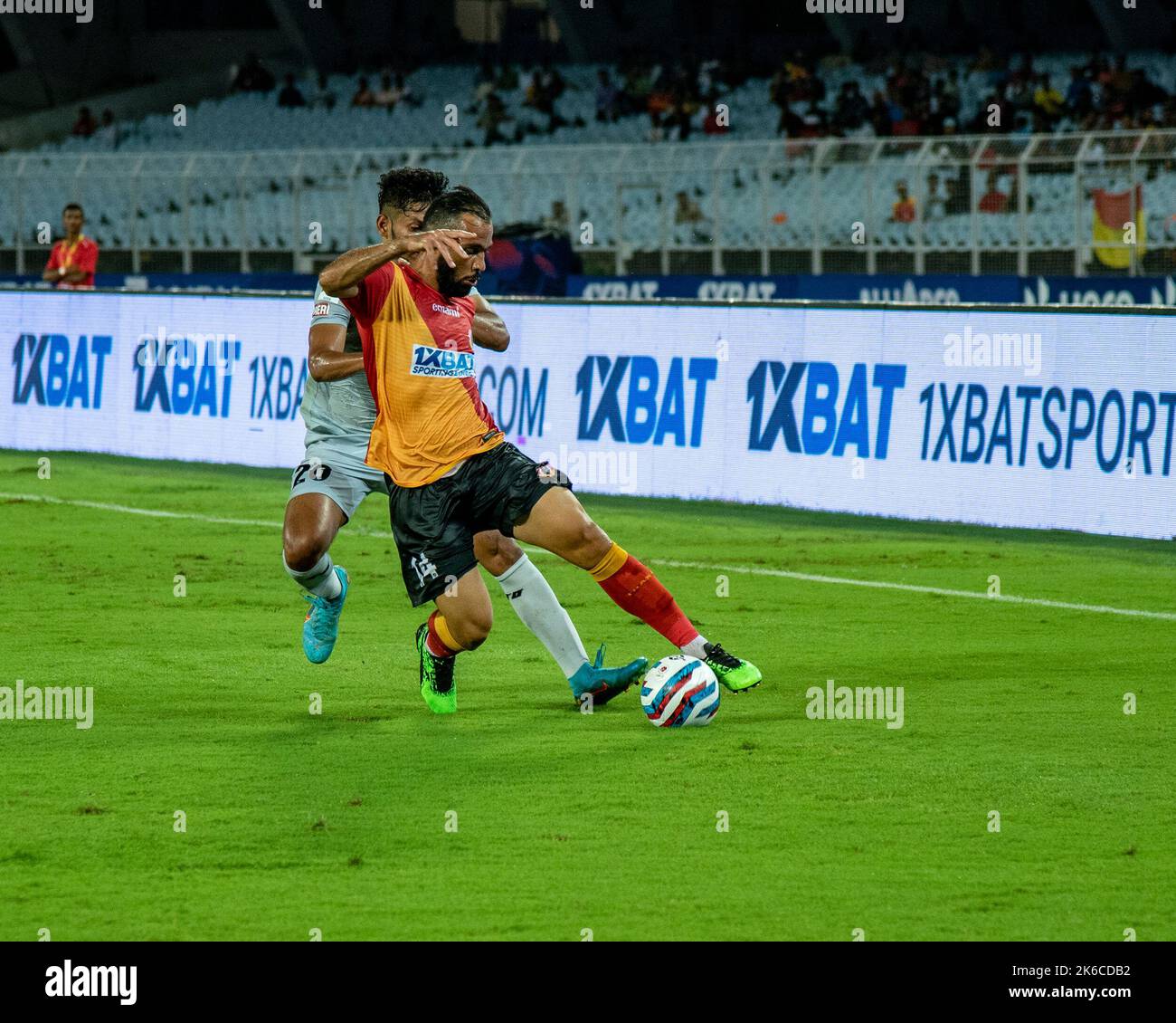 Kolkata, India. 12th Oct, 2022. EBFC (EASTBENGAL FOOTBALL CLUB) and FCG (FC Goa) ISL 2022-23 group league match at VYBK Stadium, Salt Lake, Kolkata. The final score was 2-1 in favor of FC Goa. (Photo by Amlan Biswas/Pacific Press) Credit: Pacific Press Media Production Corp./Alamy Live News Stock Photo