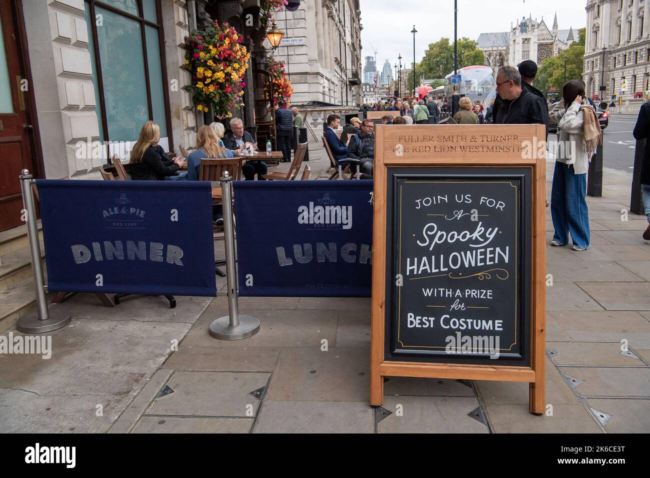 Westminster, London, UK. 12th October, 2022. An advert for a Spooky