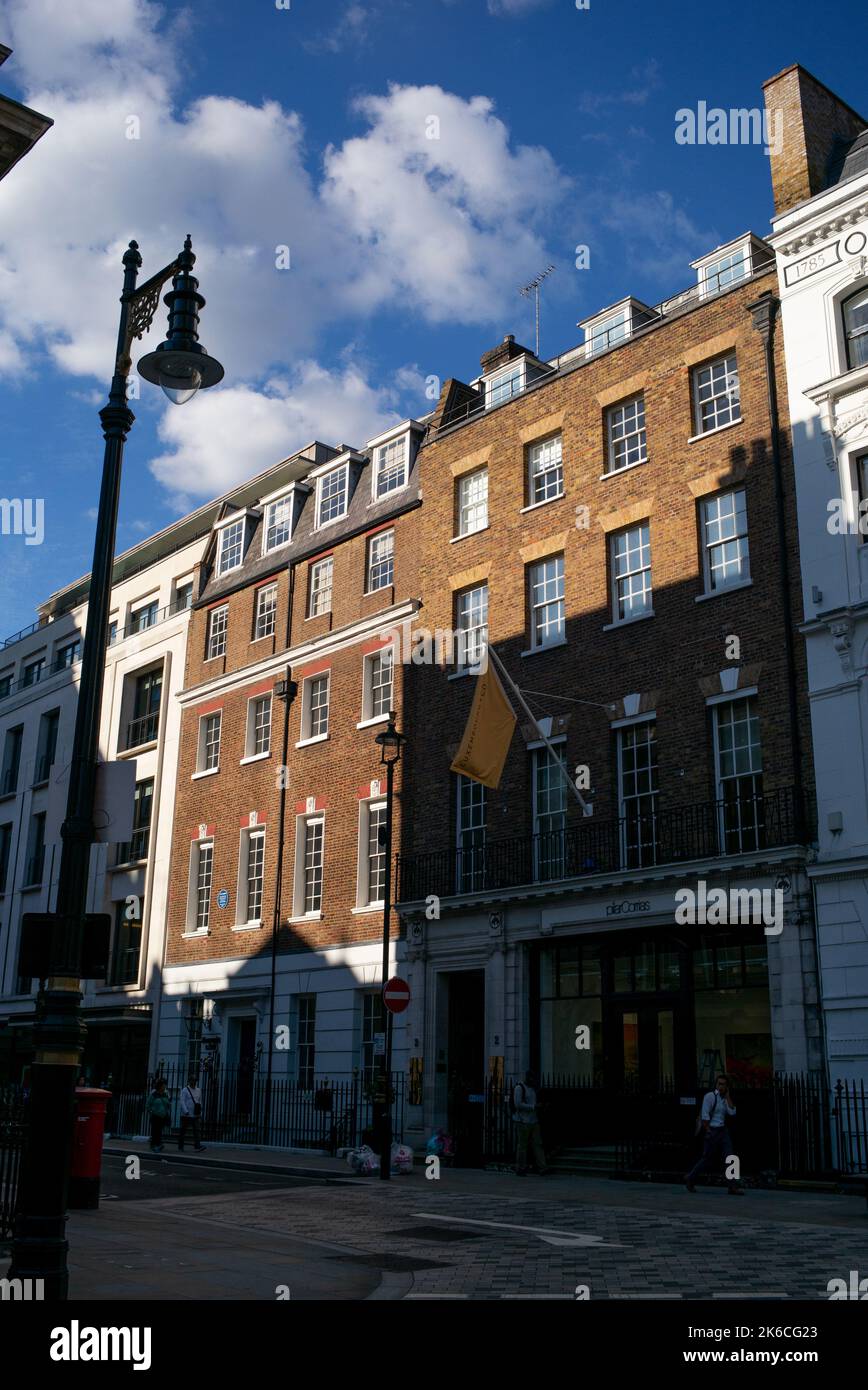 Number 3 Savile Row London, famous for the place where the Beatles recorded Get Back a live rooftop concert and the former HQ of Apple Company. Stock Photo