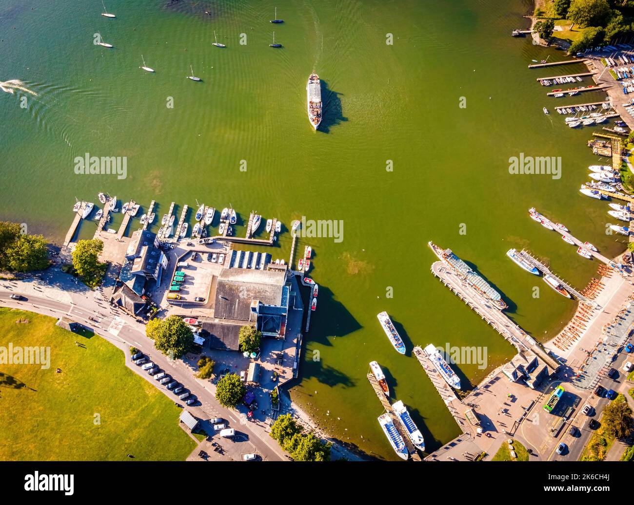 Aerial view of BownessonWindermere in Lake District, a region and
