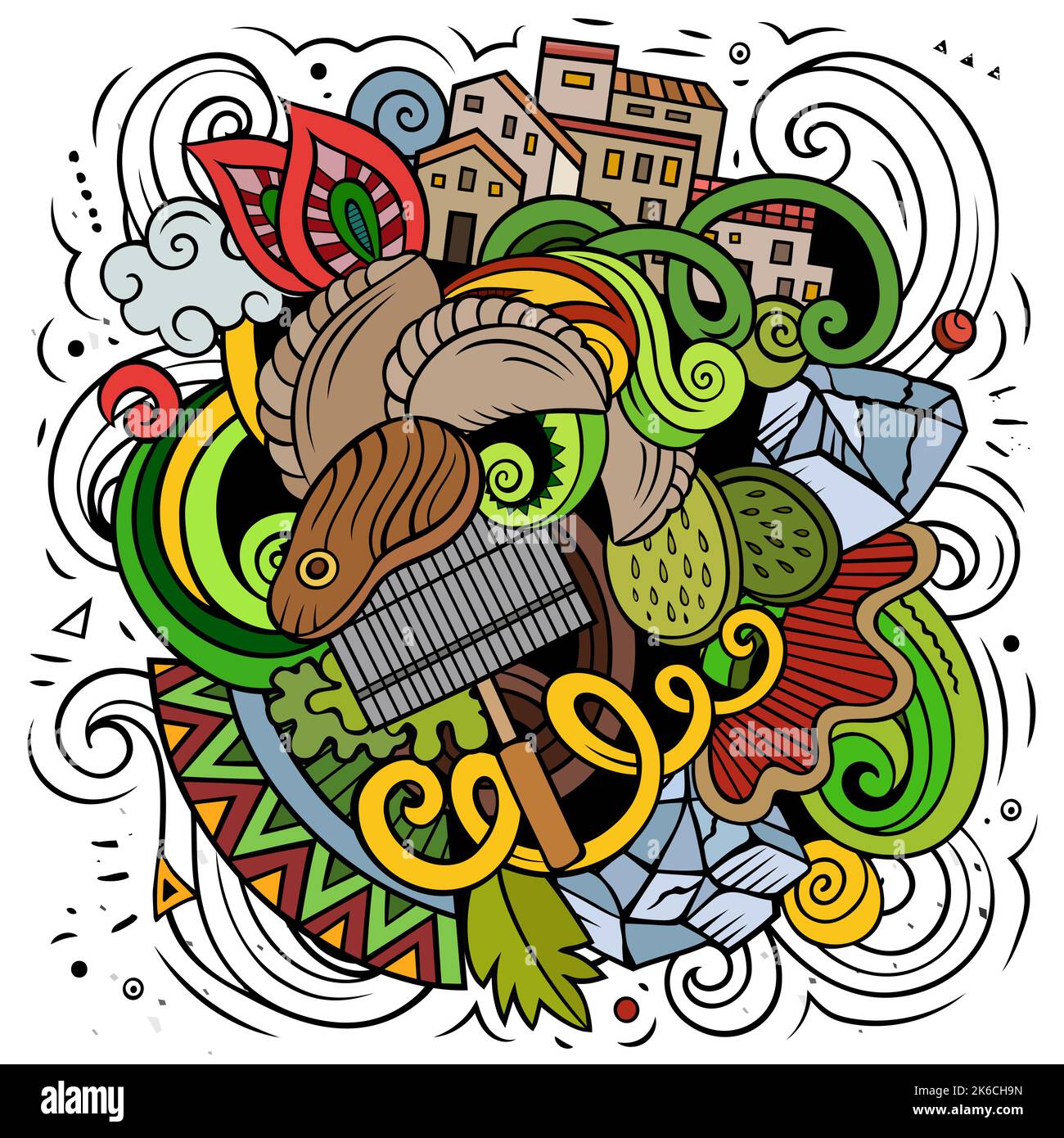 Argentina hand drawn cartoon doodles illustration. Funny design. Stock Vector