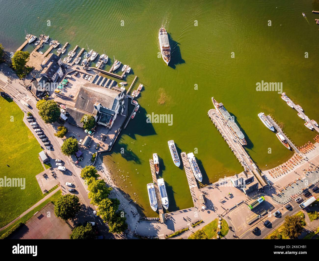 Aerial view of BownessonWindermere in Lake District, a region and