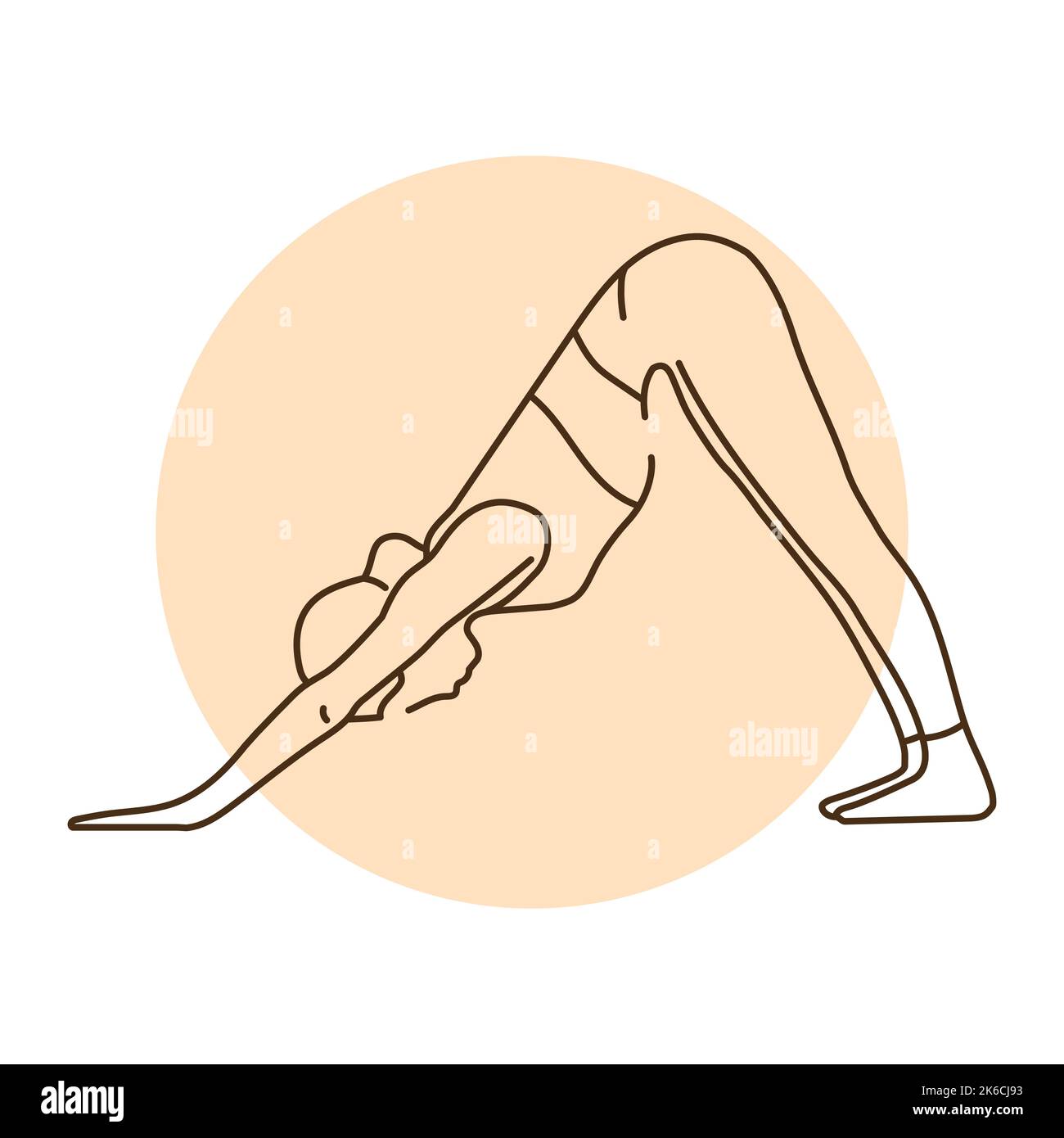 Downward-Facing Dog Adho Mukha Shvanasana color line illustration ...