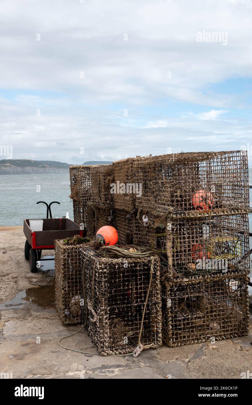 lobster crab pots traps on The Cobb at Lyme Regis Dorset England Stock Photo Alamy
