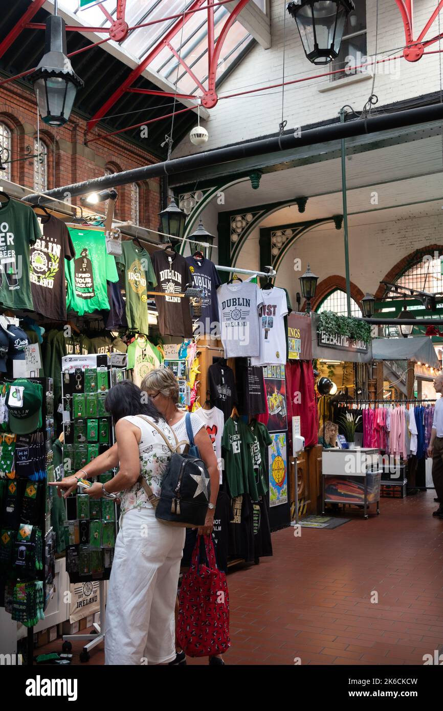 George's Street Arcade Market in Dublin Ireland, a Victorian style red-bricked indoor market of stalls and stores Stock Photo