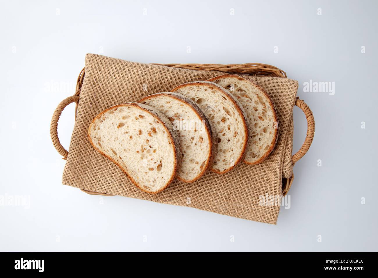 sliced rye bread isolated on white background Stock Photo