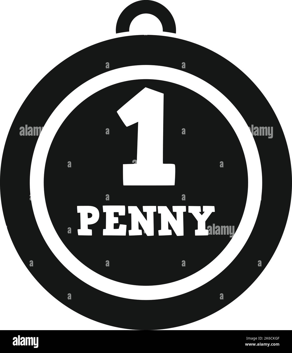 One lucky penny icon simple vector. Japan charm. Gold money Stock Vector