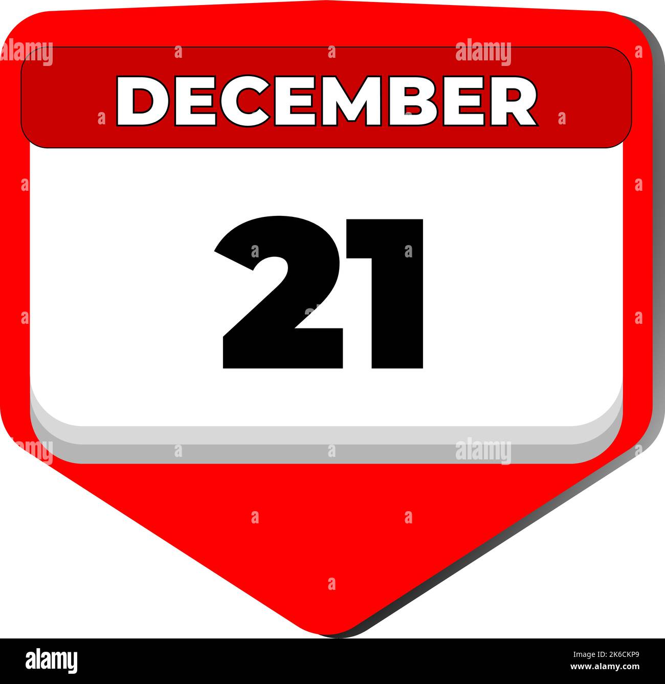 21 December vector icon calendar day. 21 date of December. Twenty first day of December. 21th date number. 21 day calendar. Twenty one date. Winter Stock Vector