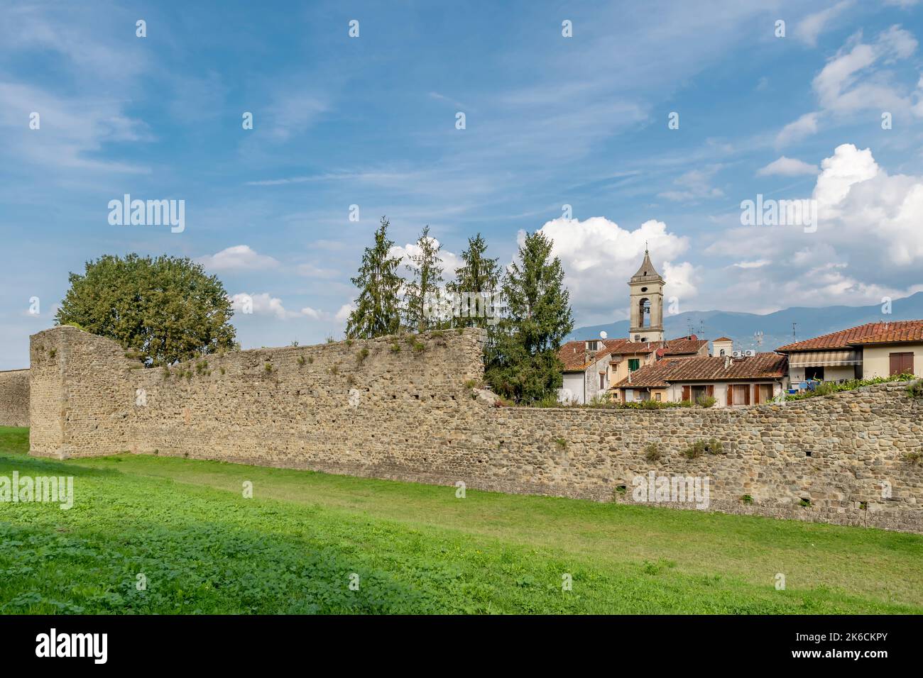A glimpse of the historic center of Figline Valdarno, Florence, Italy, seen from the ancient perimeter walls Stock Photo