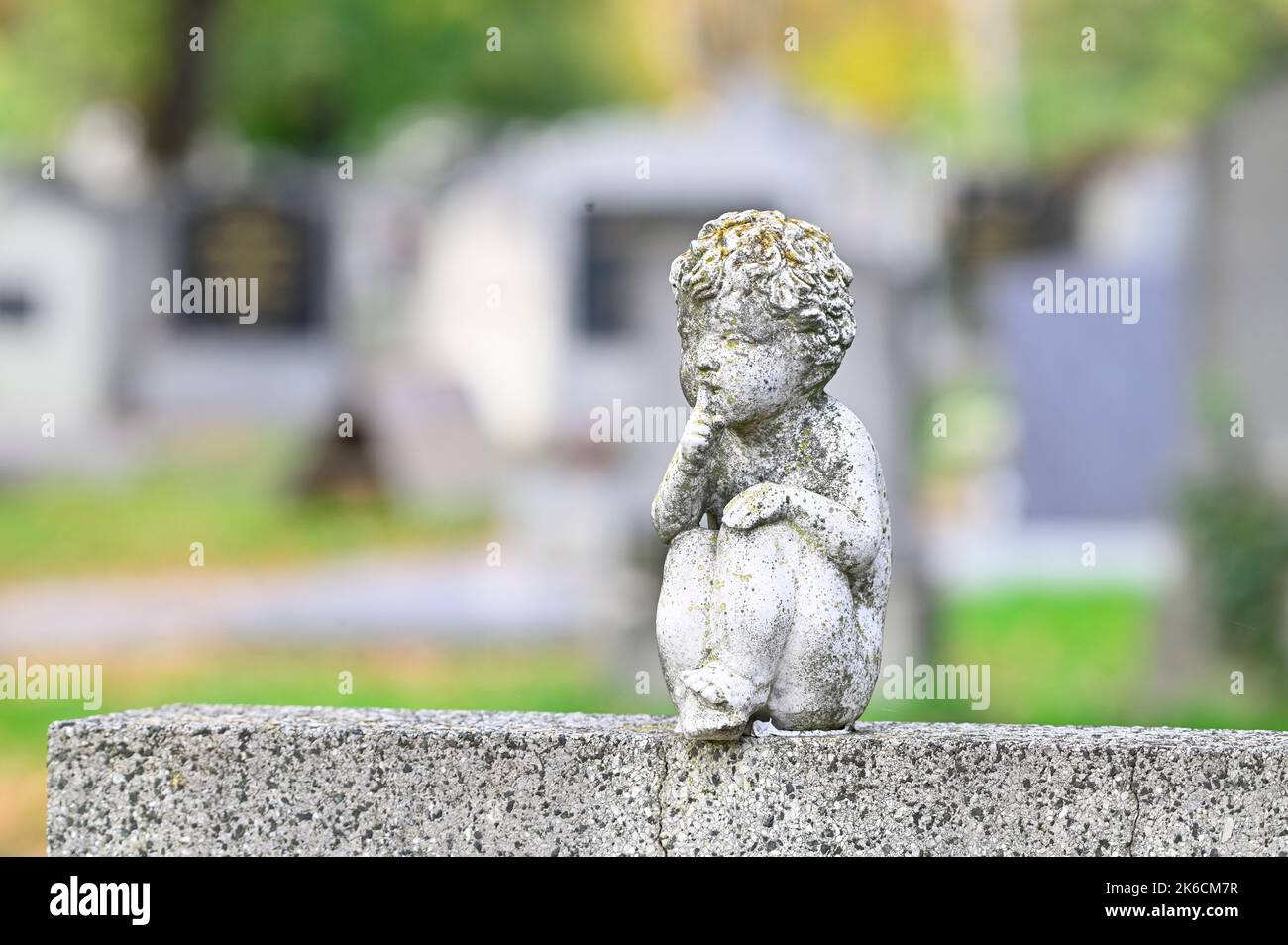 Vienna, Austria. The Vienna Central Cemetery. Angel statue on a tombstone Stock Photo
