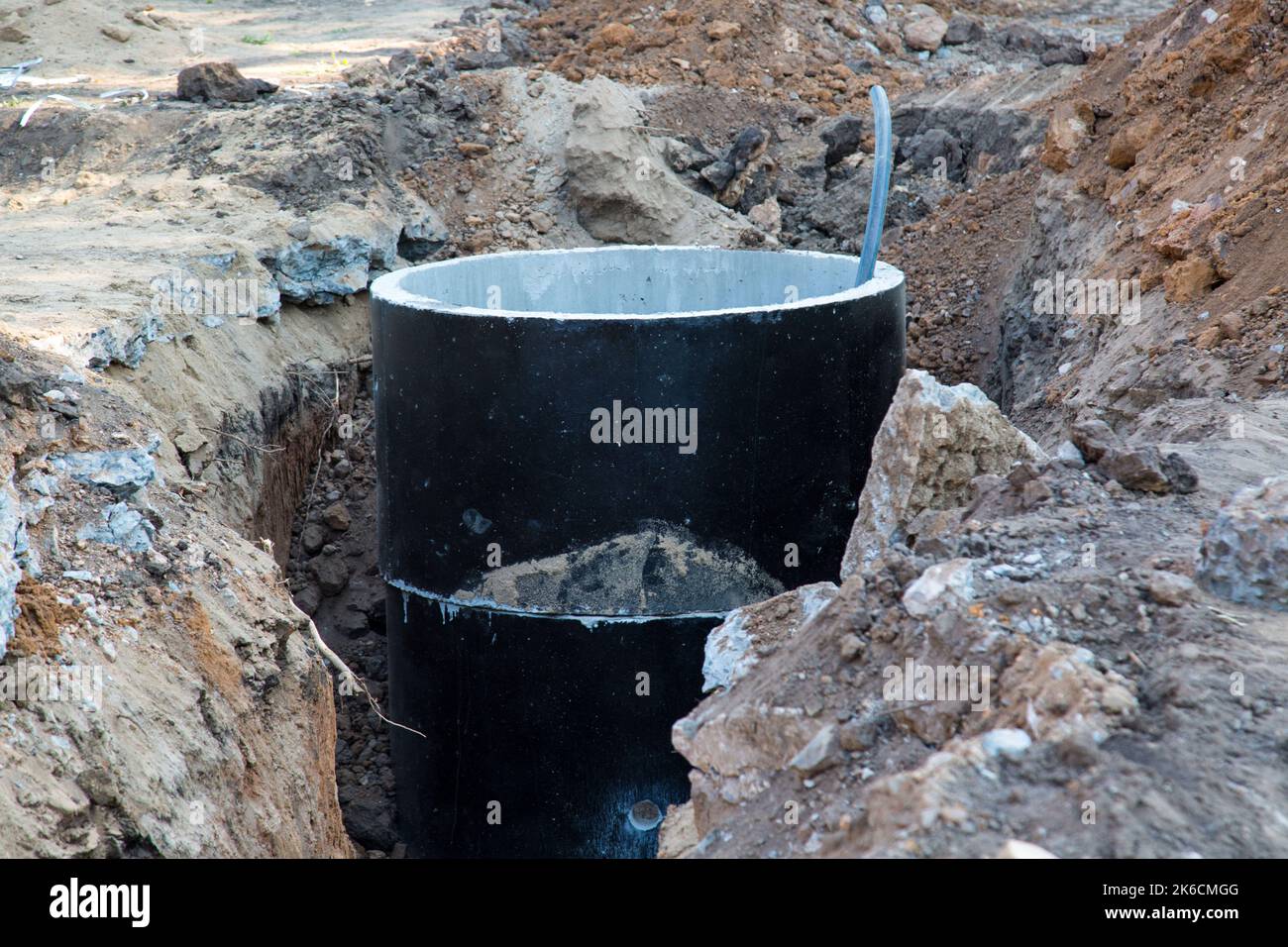 Reinforced concrete building rings set deep the ground Stock Photo Alamy