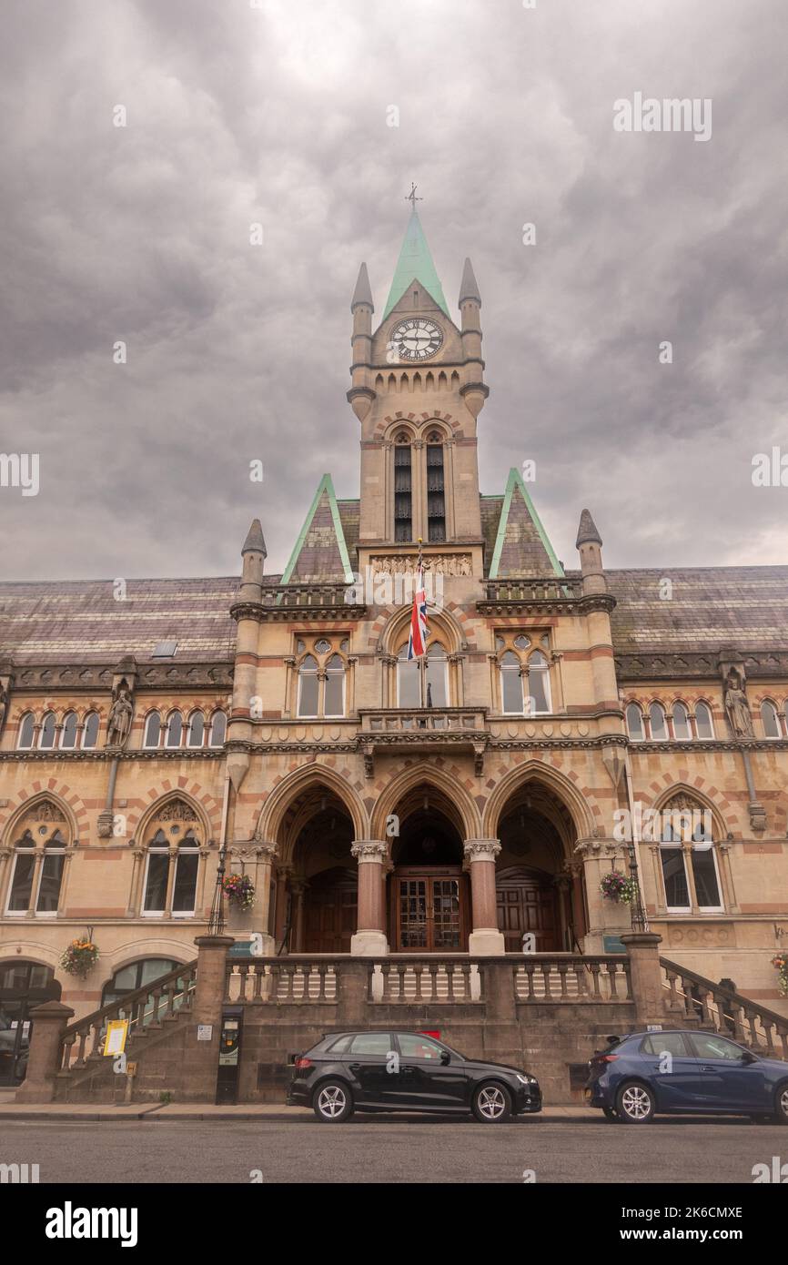 Cloudy sky over the entrance to Winchester city hall Hampshire England Stock Photo