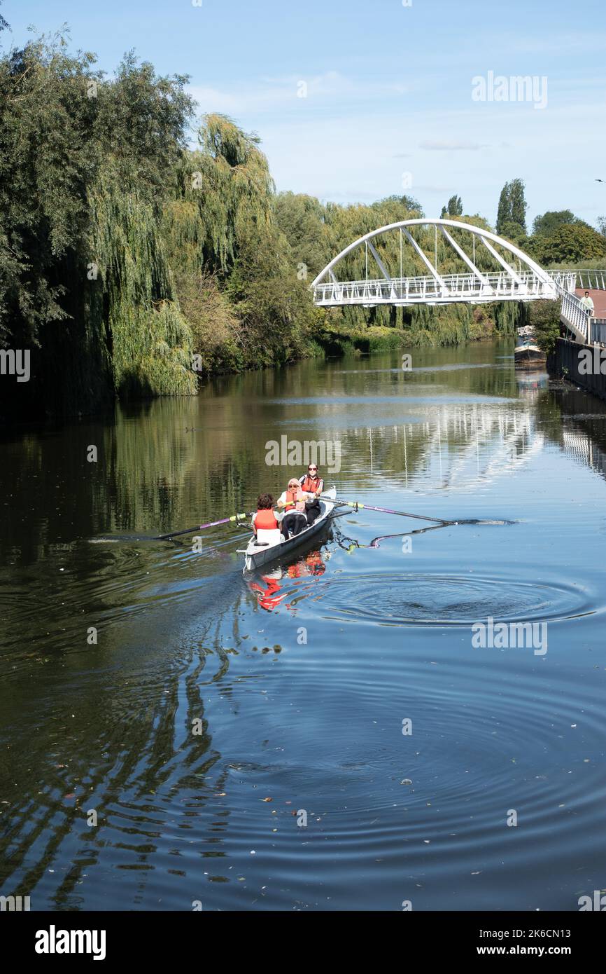 Rowers on river Cam in Cambridge England Stock Photo