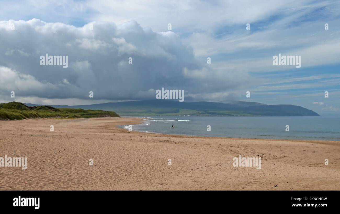 Cumulus Clouds over Machrihanish Bay, Kintyre, Argyll and Bute, Scotland, United Kingdom, Great Britain Stock Photo