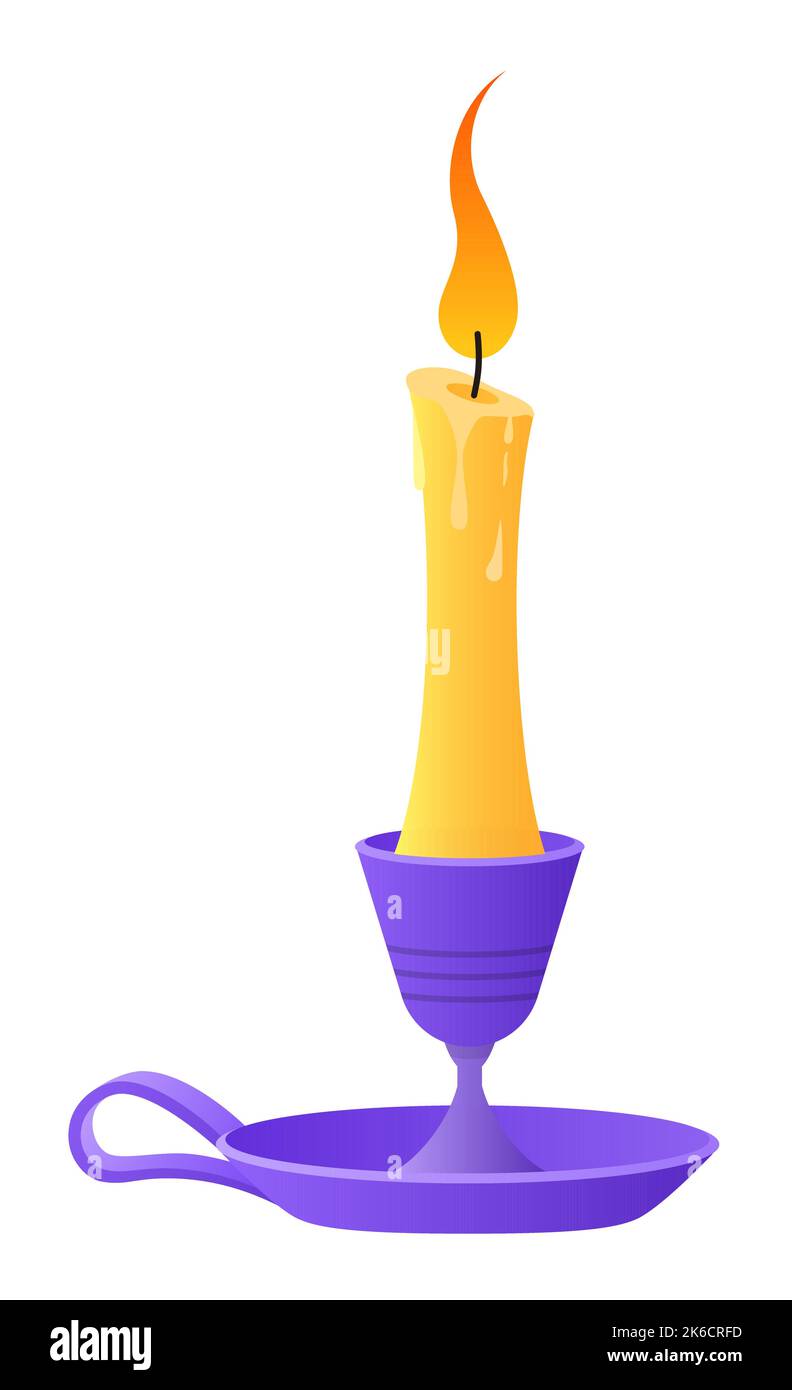 Candle in a candlestick modern flat design style single isolated