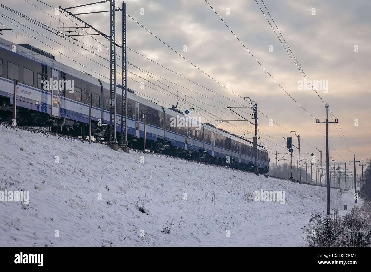 Pesa Dart train of PKP Intercity in Rogow village in Lodzkie voivodeship of Poland Stock Photo
