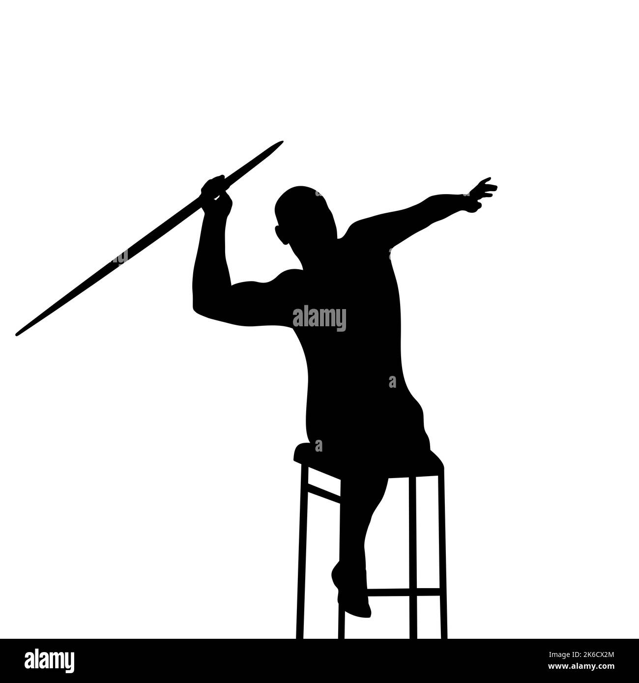 disabled athlete javelin throw black silhouette Stock Photo