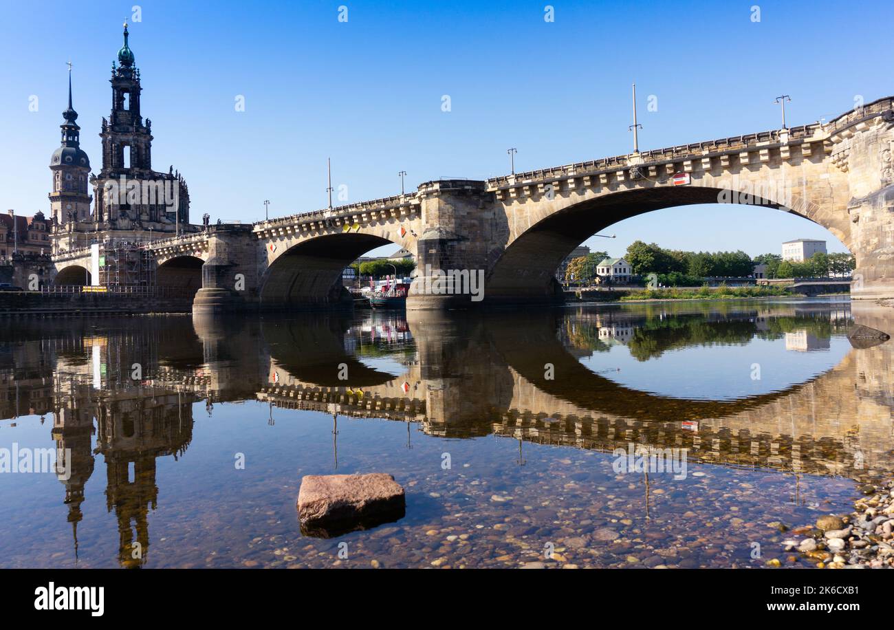 Dresden, Augustus bridge, Germany, Augustusbrücke Stock Photo