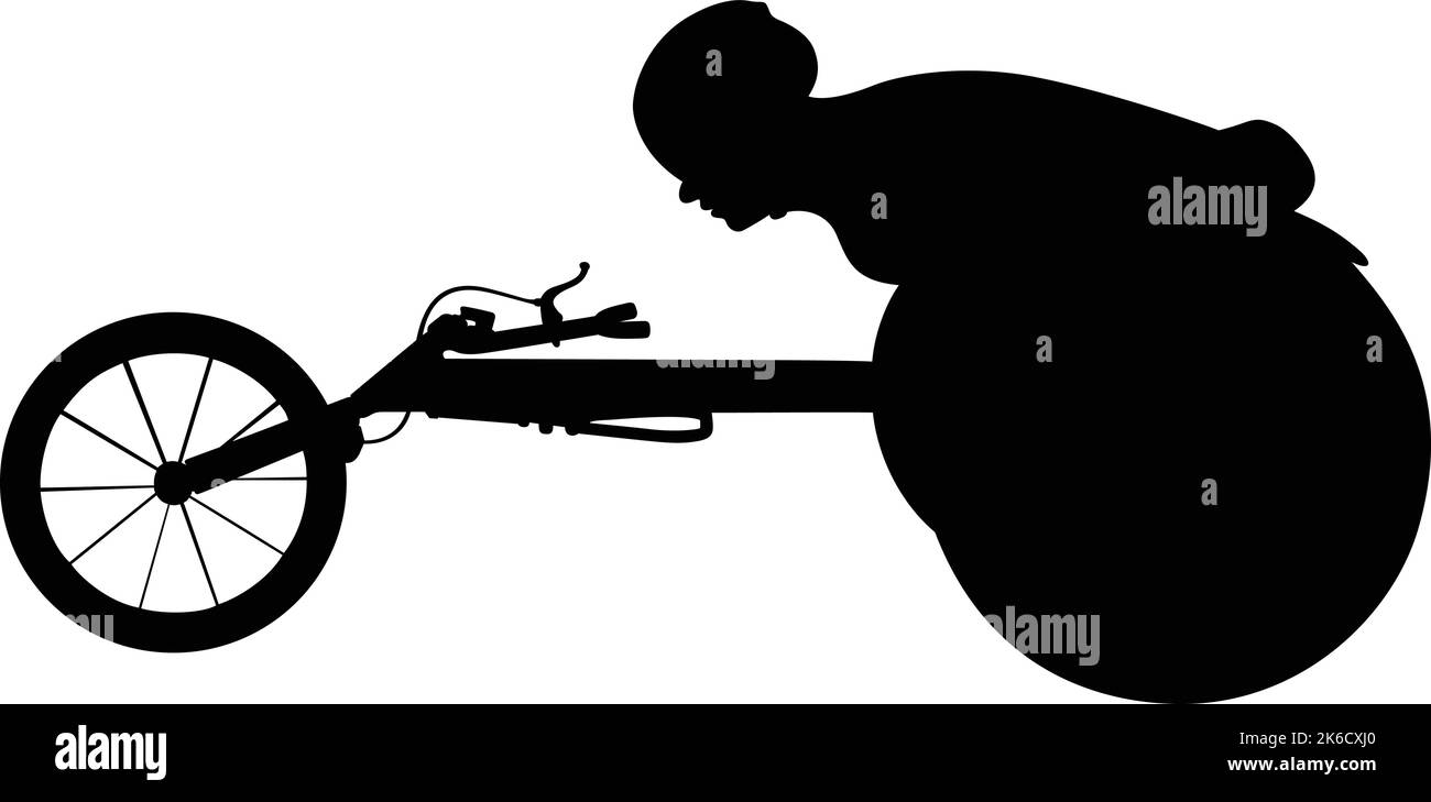 silhouette disabled athlete in racing wheelchair Stock Vector