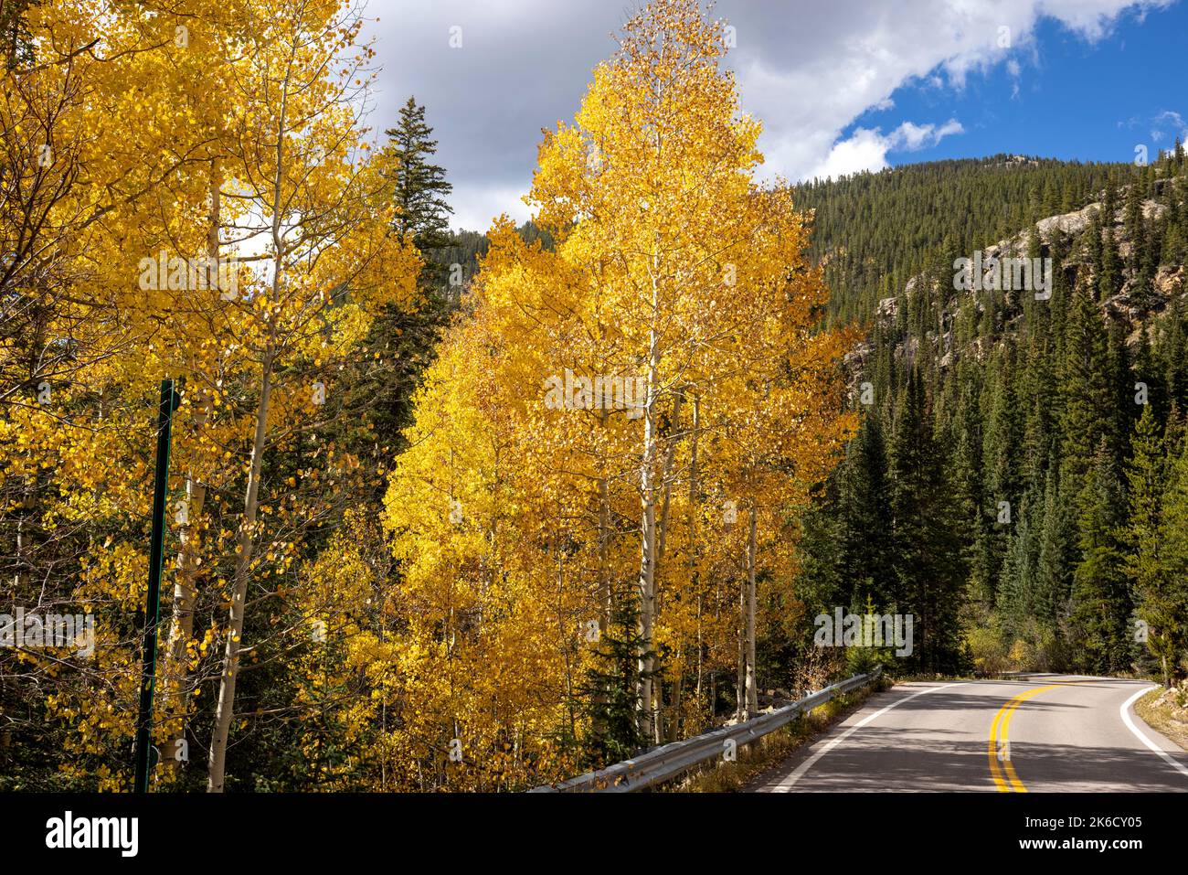 Independence pass on the Continental Divide in the Sawatch Range of the Rocky Mountains Stock Photo