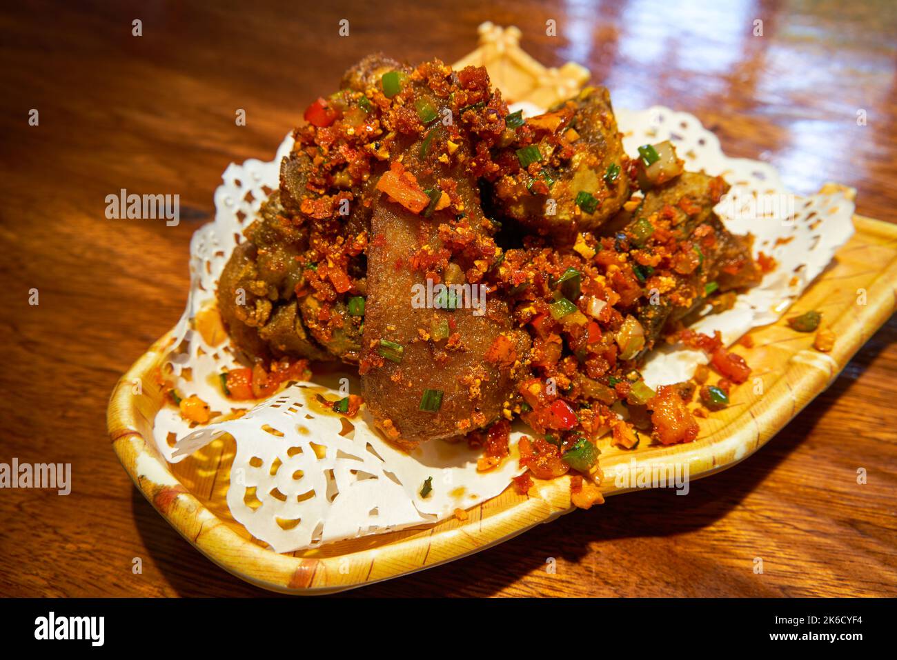 A delicious Guilin dish, crispy fried pork knuckle Stock Photo Alamy