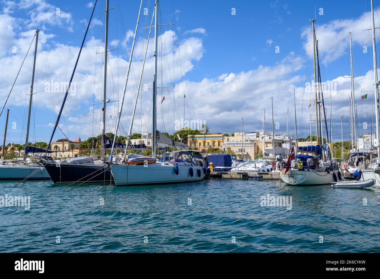 St Maria di Leuca leisure boat harbour with waterfront houses in the