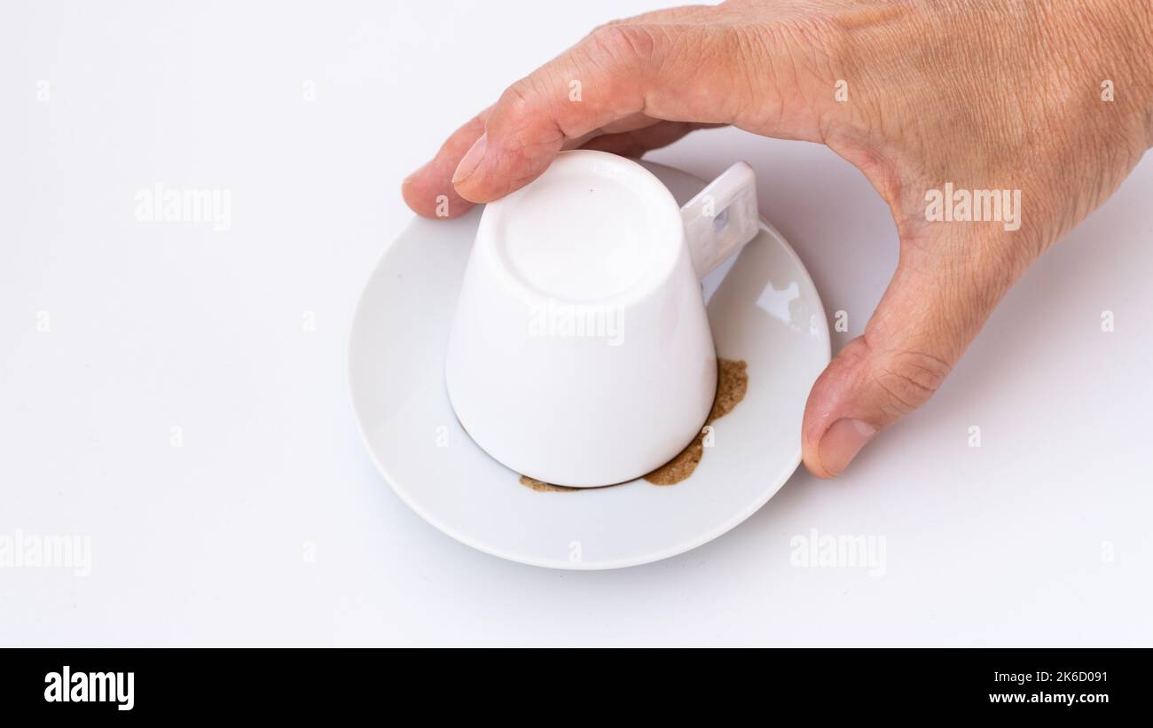 Fortune telling with coffee. Woman fortune teller predicting the future